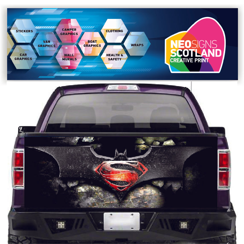 TAIL030 Batman and Superman Tailgate Pick up truck wrap