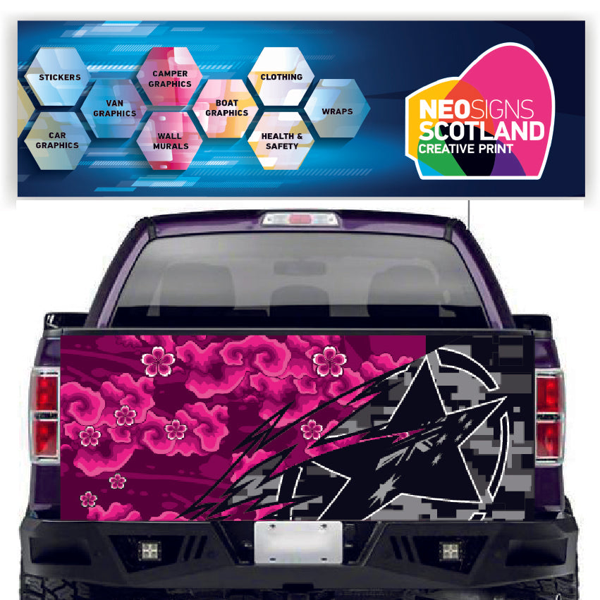 TAIL061 Star Flowers Tailgate Pick up truck wrap