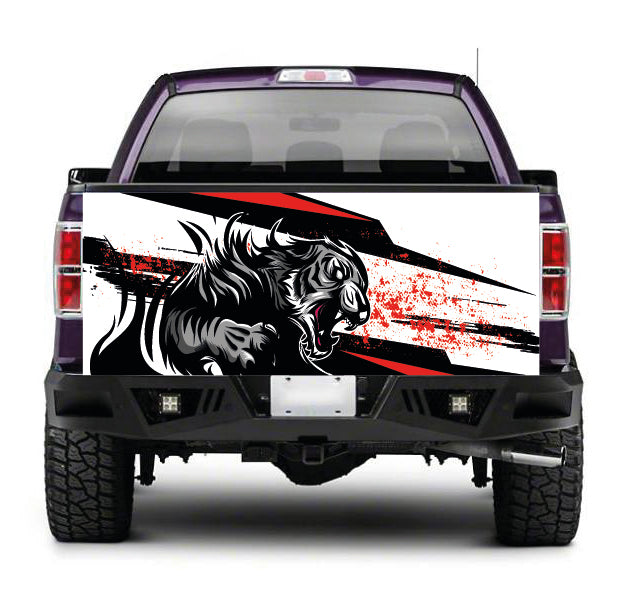 TAIL069 Black Tiger Tailgate Pick up truck wrap