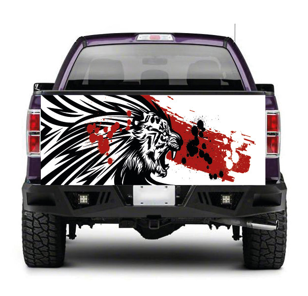 TAIL071 White and Black Tiger Tailgate Pick up truck wrap