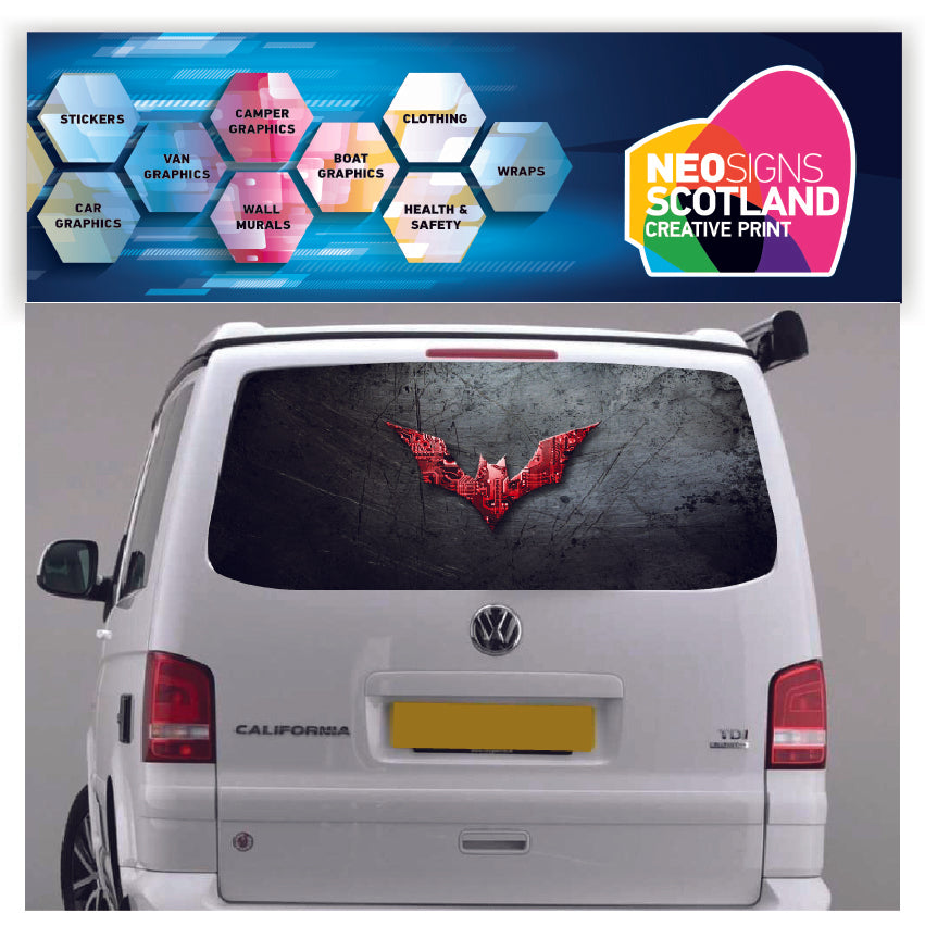 TRANS021 Batman Logo Tailgate wrap for VW Volkswagen Transporter T5 T6