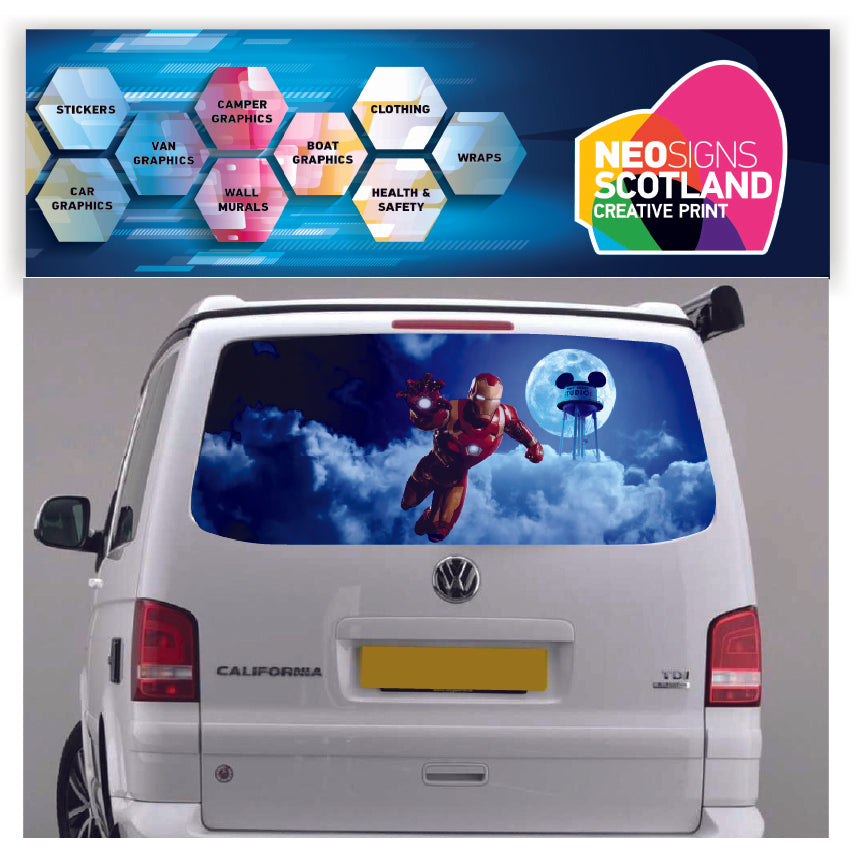 TRANS022 Iron Man Tailgate wrap for VW Volkswagen Transporter T5 T6