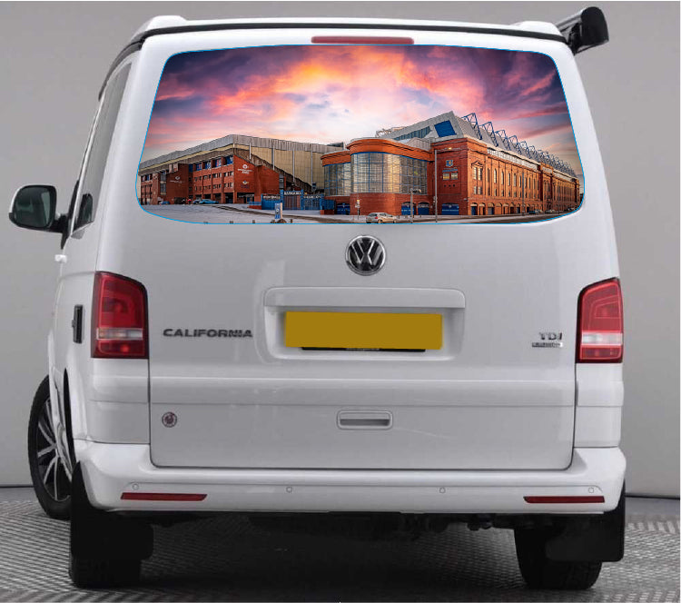 TRANS030 Ibrox Football Stadium Tailgate wrap for VW Volkswagen Transporter T5 T6