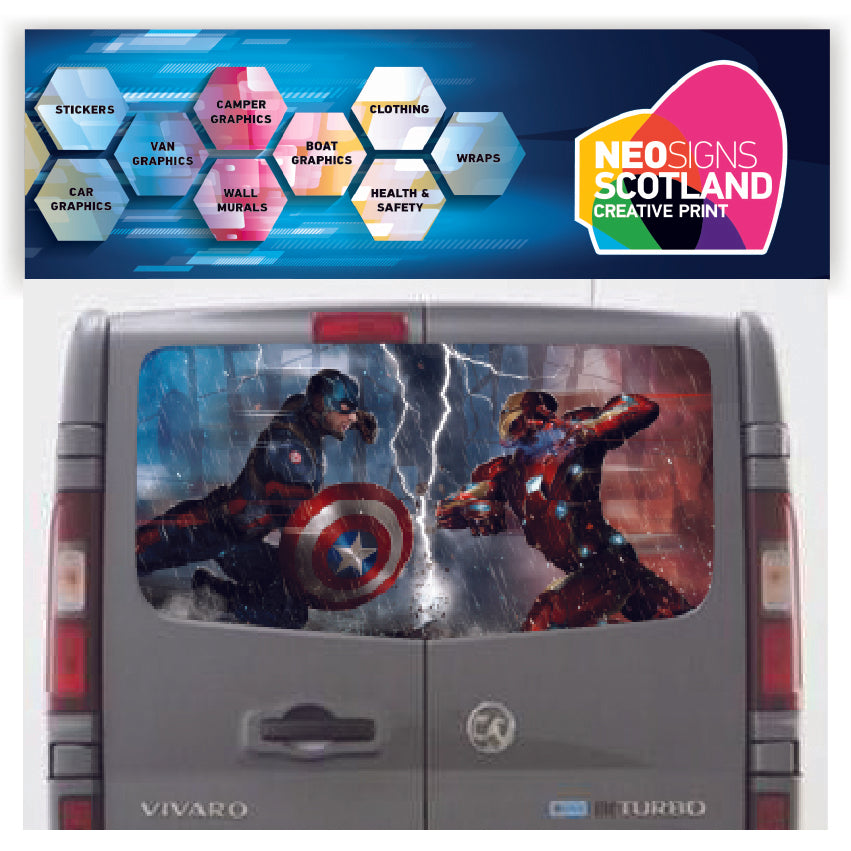 VIV010 Captain America Tailgate wrap for Vauxhall/Opel Vivaro
