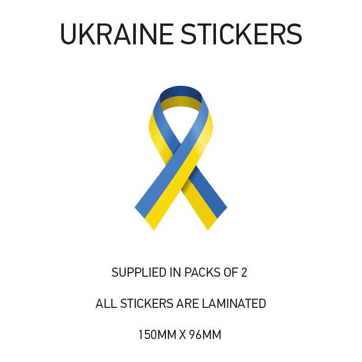 WAR01 Ukraine Ribbon sticker 150mm x 96mm