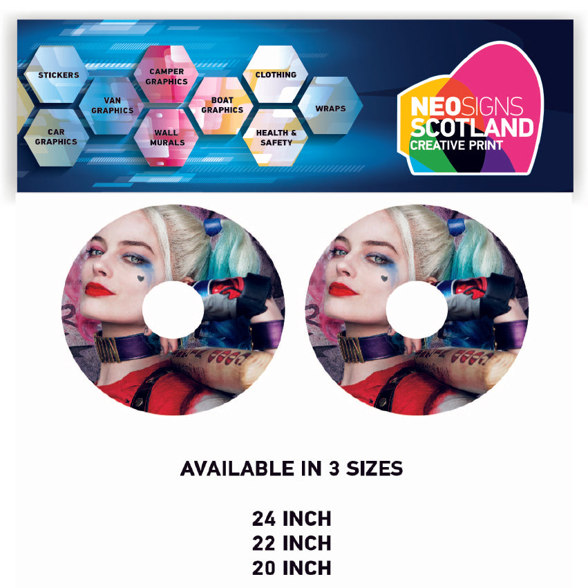 WCGW020 Harley Quinn 24 Inch Wheelchair Spoke Guard Sticker