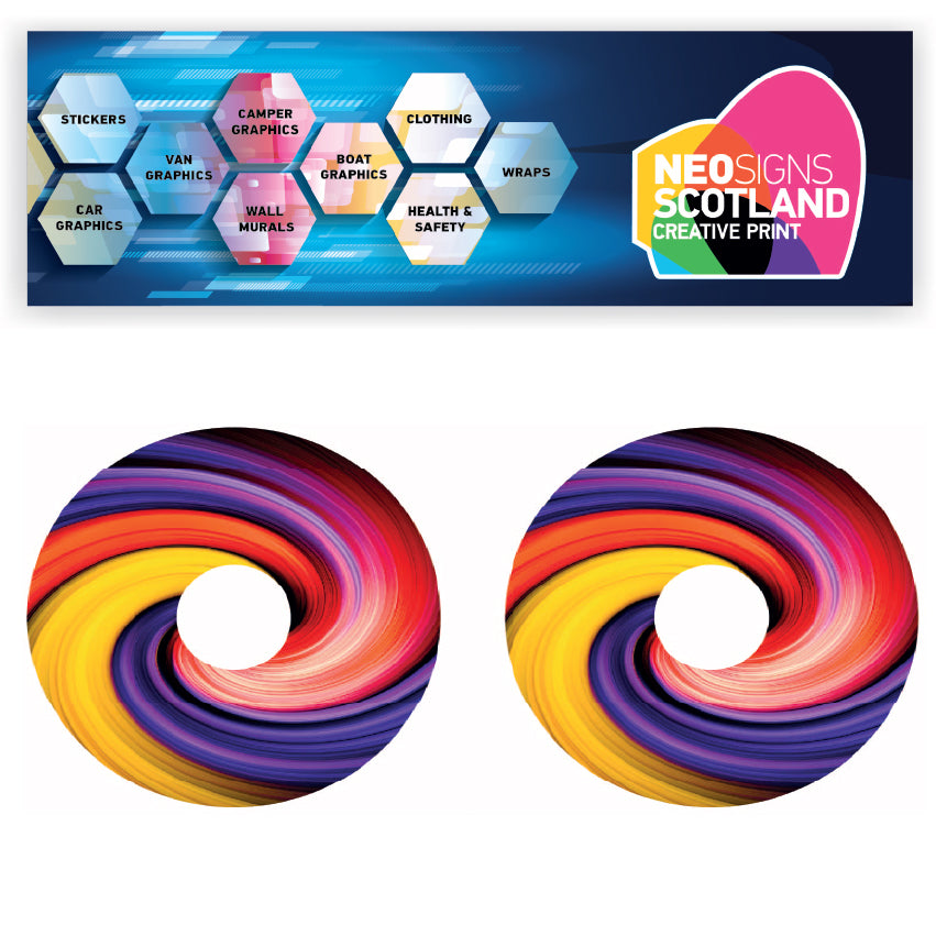 WCGW031 Colourful Swirl 22 Inch Wheelchair Spoke Guard Sticker
