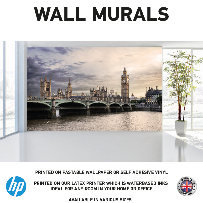 WM0002 Big Ben London Bridge Wall Murals WallPaper Print Decal Deco sticker