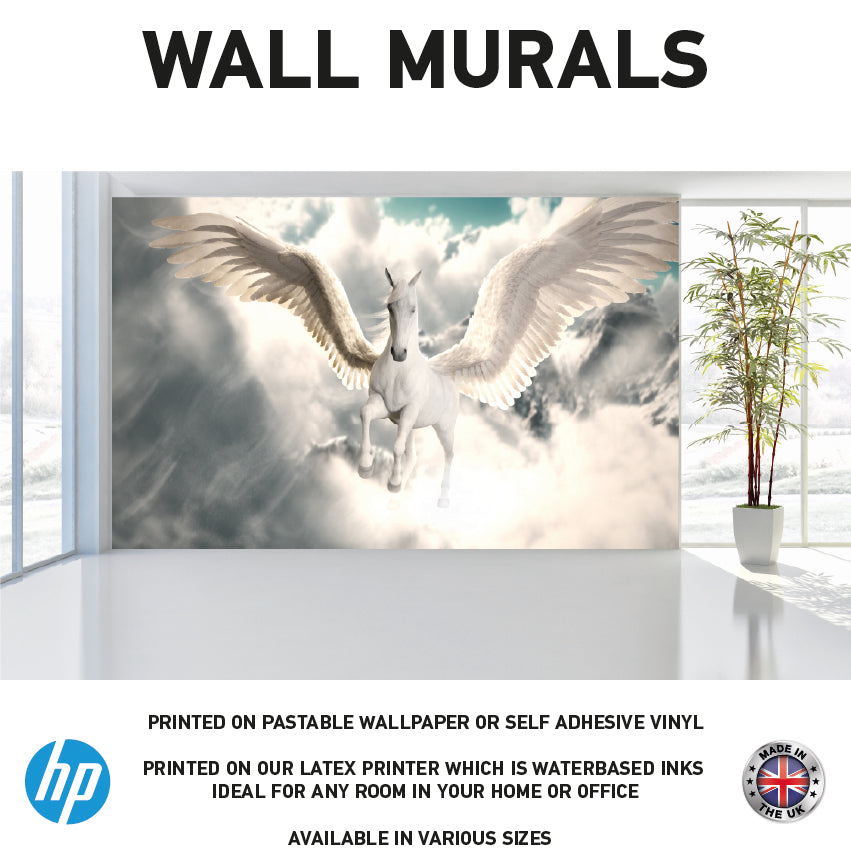 WM0007 Majestic Pegasus Flying Horse Wall Murals WallPaper Print Decal sticker