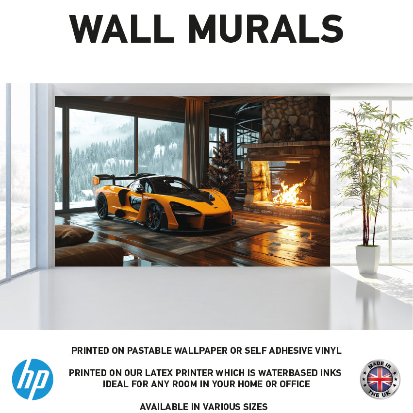 WM0066 Yellow Supercar Vehicle Wall Murals WallPaper Print Decal sticker
