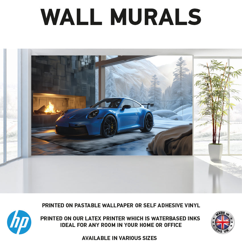 WM0079 Supercar Racing Blue Vehicle Wall Murals WallPaper Print Decal sticker