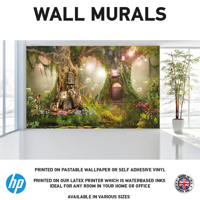 WM0085 Girls Fairy House Garden Wall Murals WallPaper Print Decal sticker