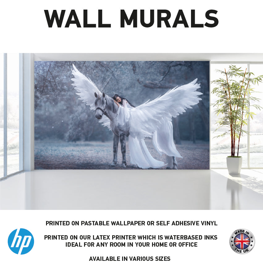 WM0092 White Majestic Unicorn Women Wall Murals WallPaper Print Decal sticker