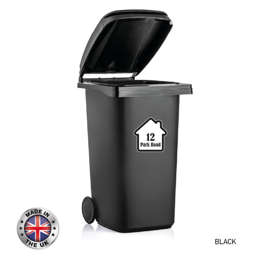 BIN01 Wheelie Bin x4 Custom Number and Street Name Stickers 150mm x 150m