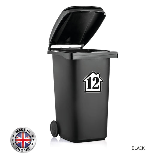 BIN02 Wheelie Bin x4 Number Rubbish Garbage Custom Stickers 150mm x 150m