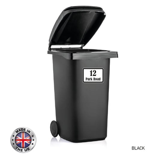 BIN03 Wheelie Bin x4 Custom Number and Street Name Stickers 170mm x 120m