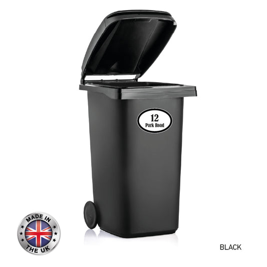 BIN04 Wheelie Bin x4 Custom Number and Street Name Oval Stickers 170mm x 120m