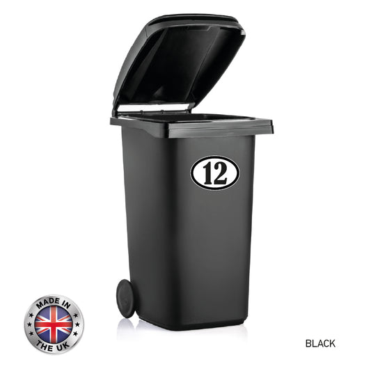 BIN06 Wheelie Bin x4 Number Rubbish Garbage Custom Oval Stickers 170mm x 120m