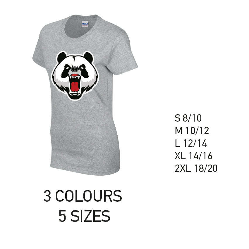 LT02 Angry Panda Ladies Cotton T-Shirt 5 sizes 3 Colours Available Latex printed