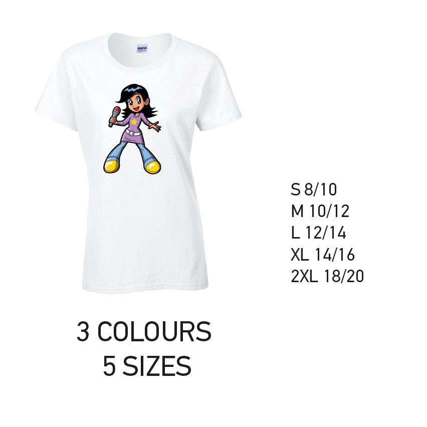 LT38 Singer Ladies Cotton T-Shirt 5 sizes 3 Colours Available Latex printed