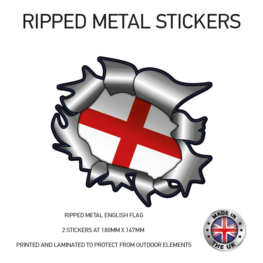 RML01 England Ripped Metal Stickers 180mm x 167mm