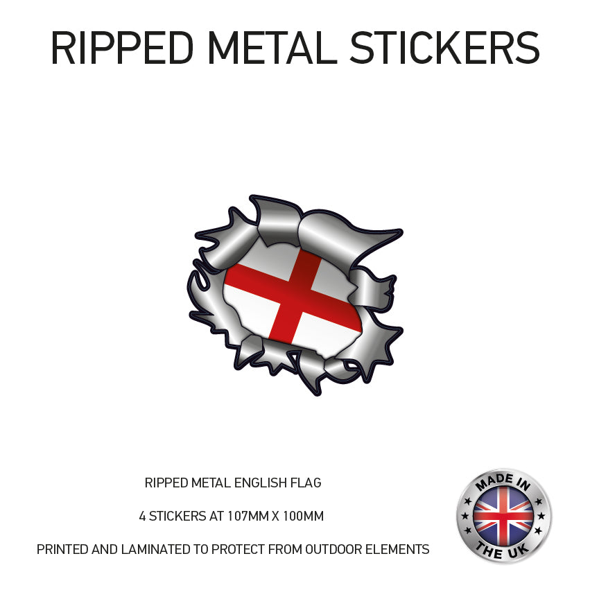 RMS01 England Ripped Metal Stickers 107mm x 110mm