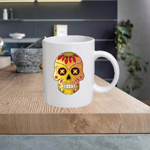 SKULL09 Skull 11oz Ceramic printed mug funny gift tea coffee costa