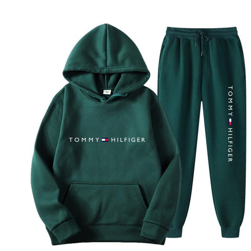 Men's Casual Printed Fleece Lined Hoodie and Sweatpants Set