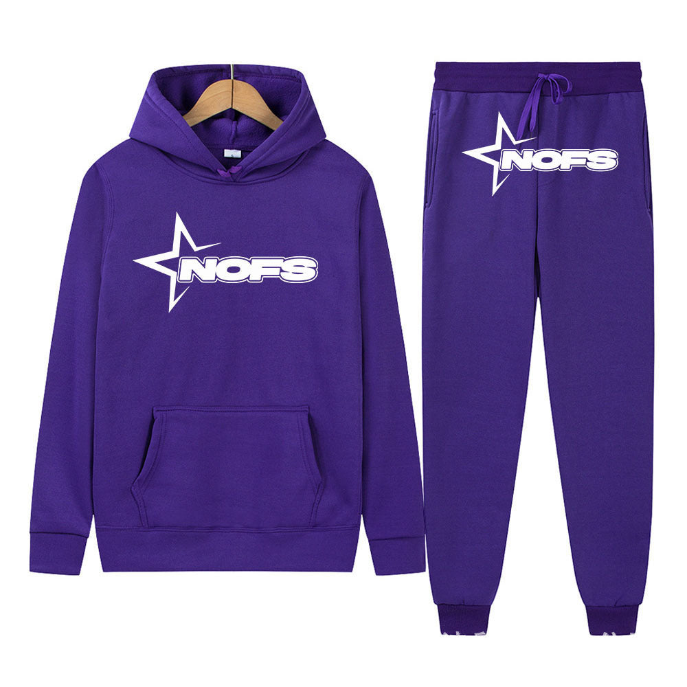Y2K Goth Punk Rock Streetwear NOES Unisex Two-Piece Hoodie Set