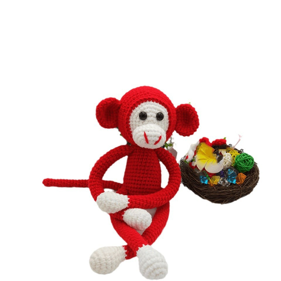 Creative Spider Monkey Plush Toy - Handmade Crochet Knitted Yarn Doll