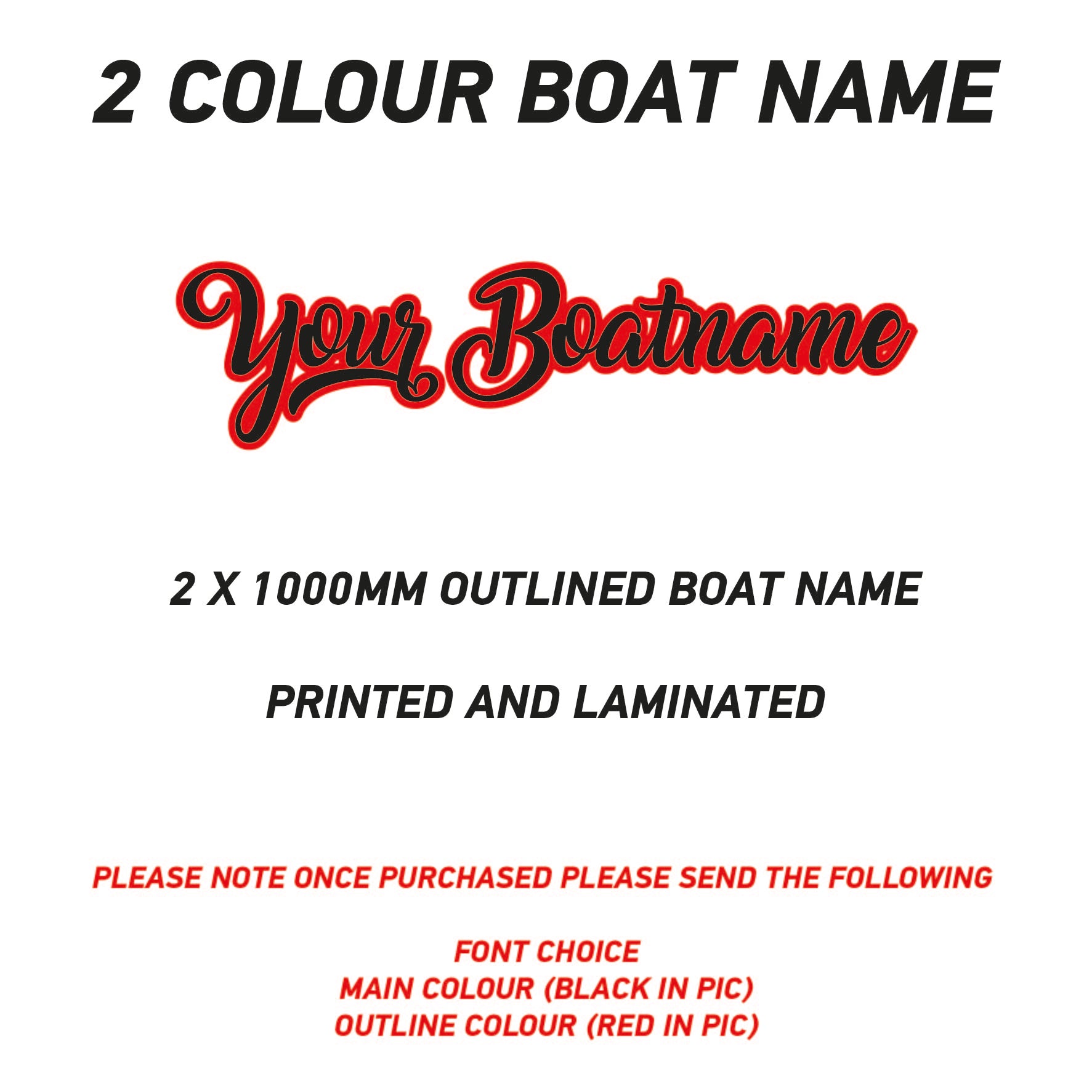 FCBN04 Outlined Boat Names Two Colour Printed Vinyl Laminated