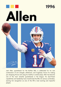 NFL10 Josh Allen (1996) Printed | Premium Waterproof & Tear Resistant Full Colour Posters