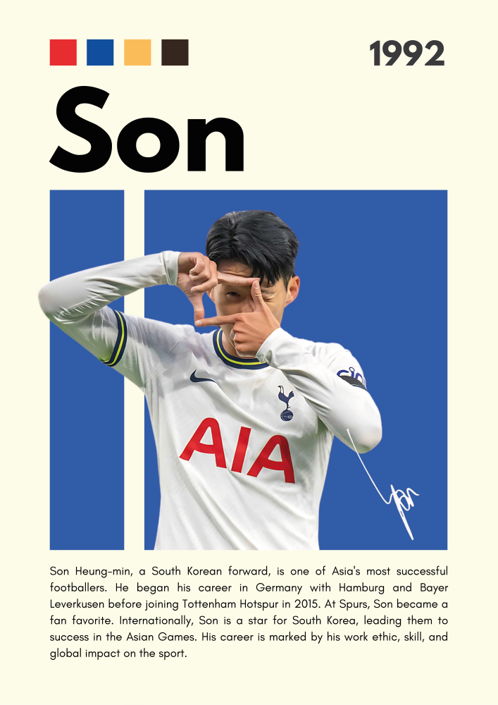 FOOT11 Son Heung-min (1992) Printed | Premium Waterproof & Tear Resistant Full Colour Posters