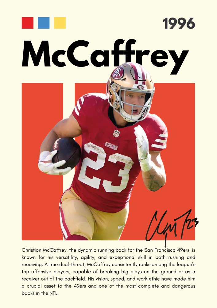 NFL11 Christian McCaffrey (1996) Printed | Premium Waterproof & Tear Resistant Full Colour Posters