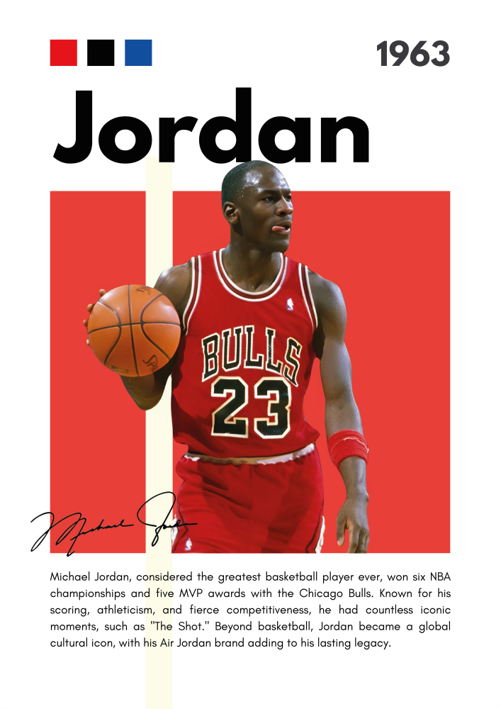BAS12 Michael Jordan (1963) Printed | Premium Waterproof & Tear Resistant Full Colour Posters