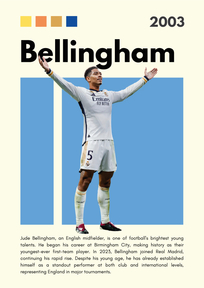 FOOT13 Jude Bellingham (2003) Printed | Premium Waterproof & Tear Resistant Full Colour Posters