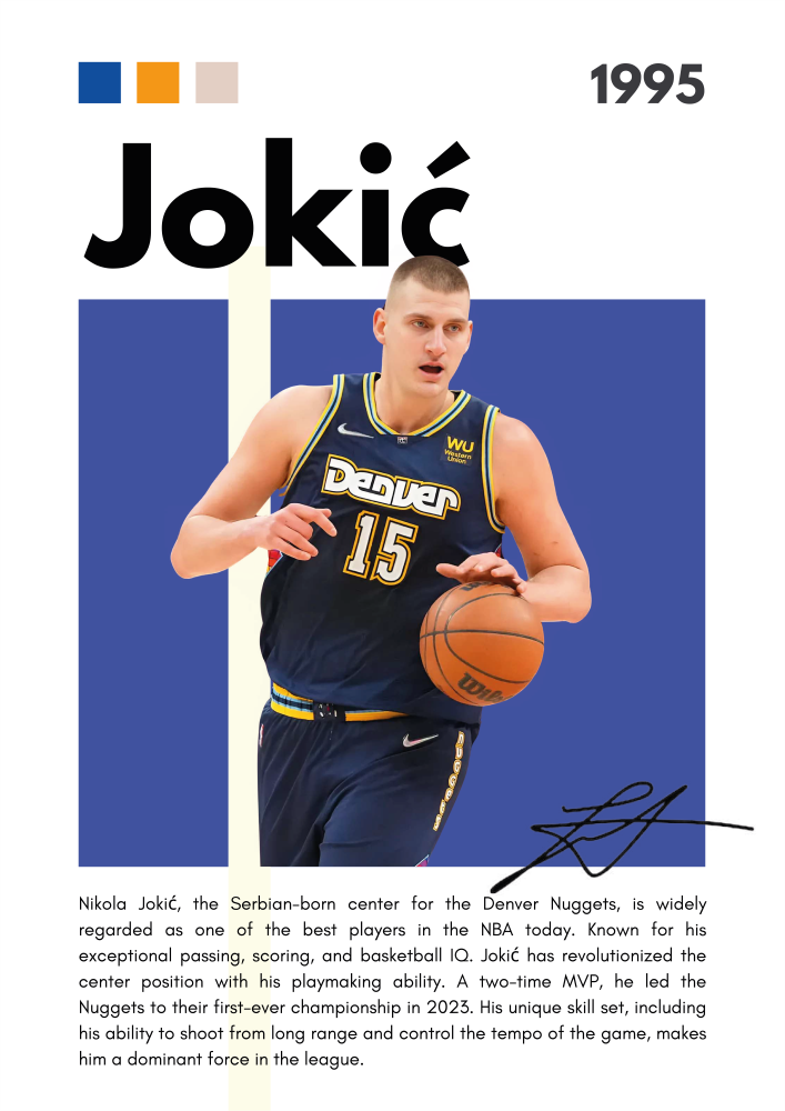 BAS14 Nikola Jokic (1995) Printed | Premium Waterproof & Tear Resistant Full Colour Posters