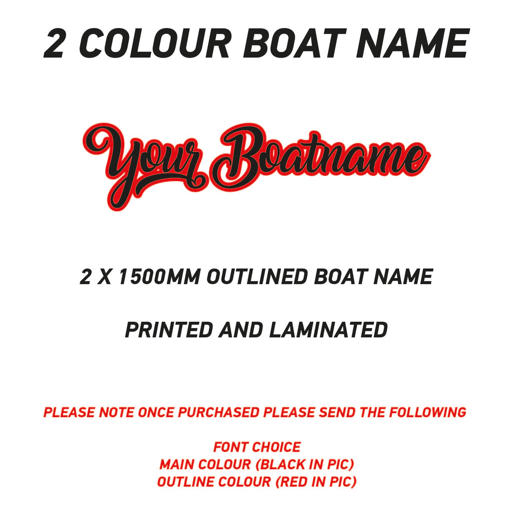 Outlined Boat Names Two Colour Various Sizes Available