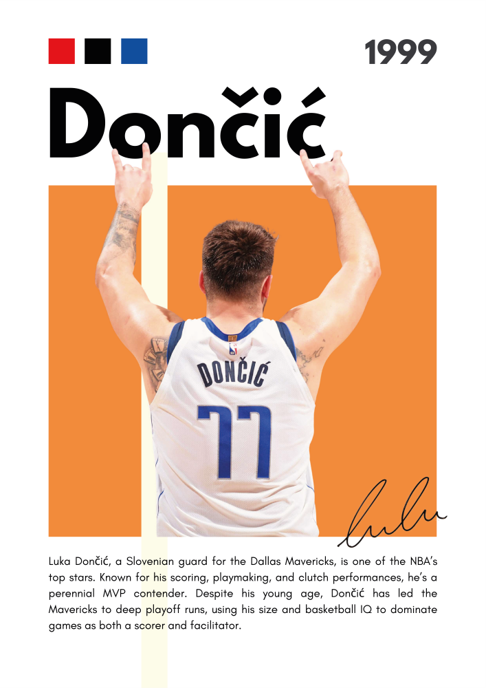 BAS15 Luka Doncic (1999) Printed | Premium Waterproof & Tear Resistant Full Colour Posters