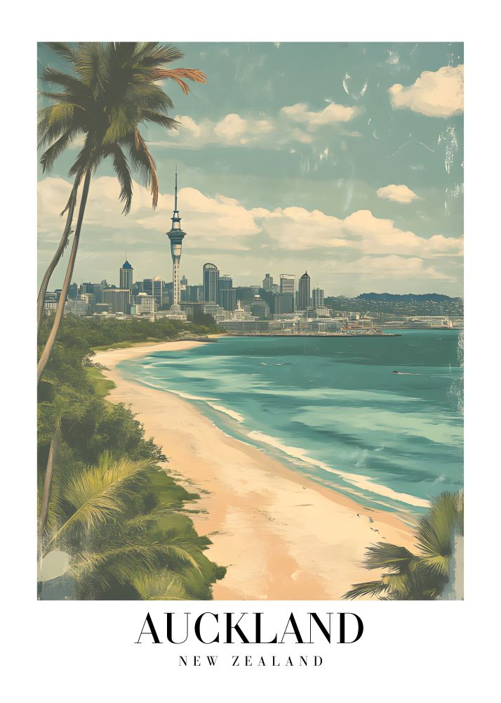DAV169 Auckland New Zealand Printed | Premium Waterproof & Tear Resistant Full Colour Posters