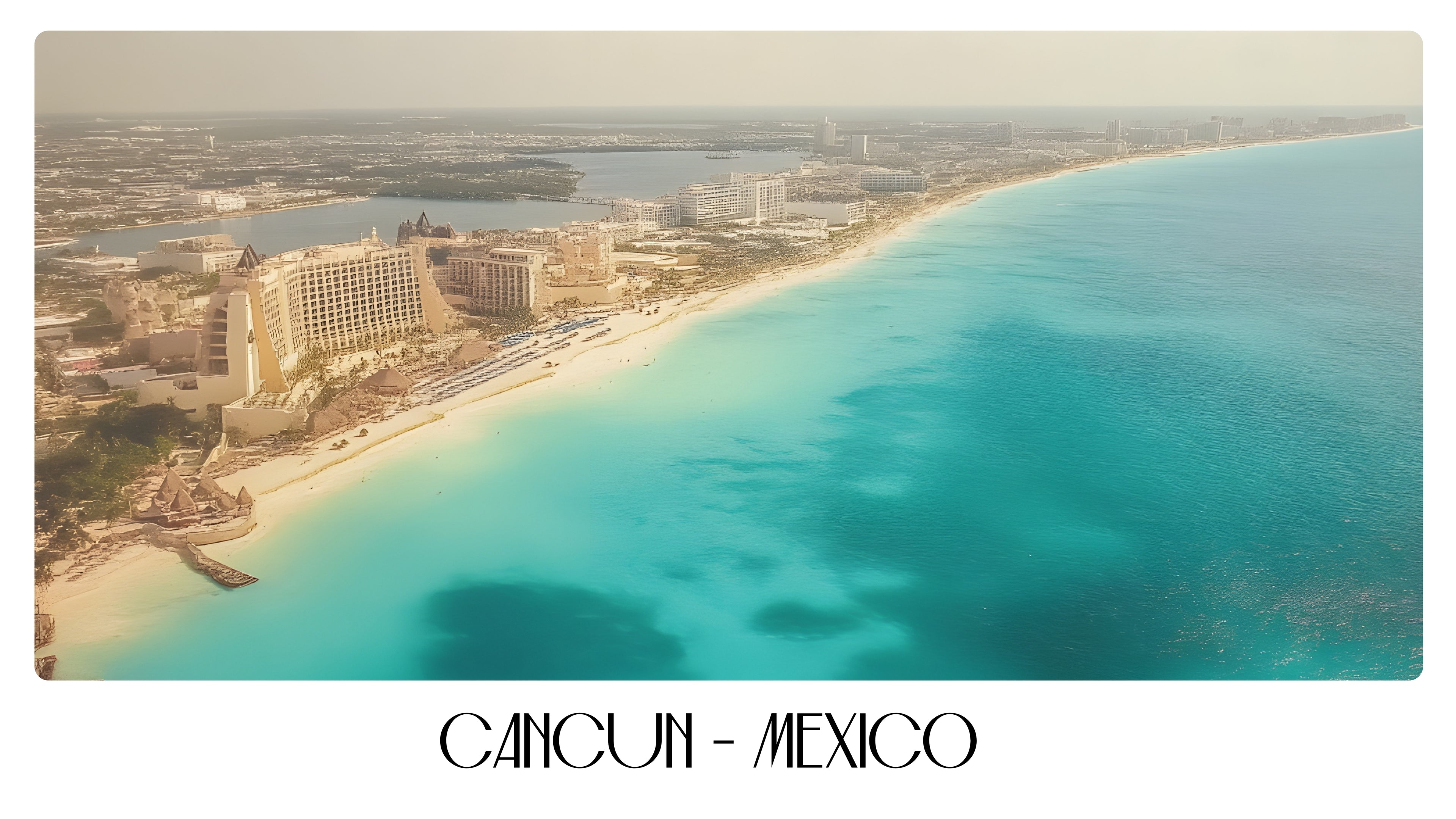 PP16 Cancun Mexico Panoramic Premium Waterproof & Tear Resistant Poster