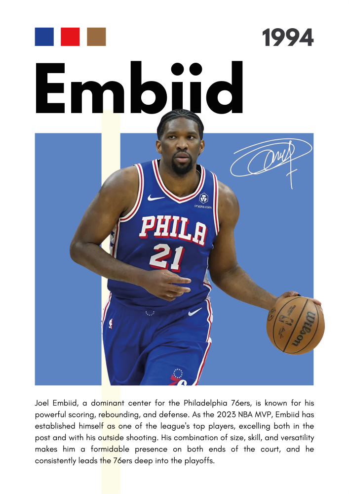 BAS16 Joel Embiid (1994) Printed | Premium Waterproof & Tear Resistant Full Colour Posters