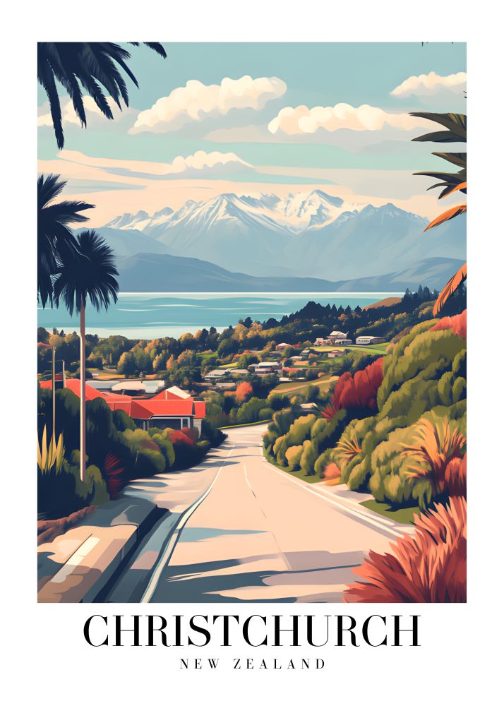 DAV170 Christchurch New Zealand Printed | Premium Waterproof & Tear Resistant Full Colour Posters