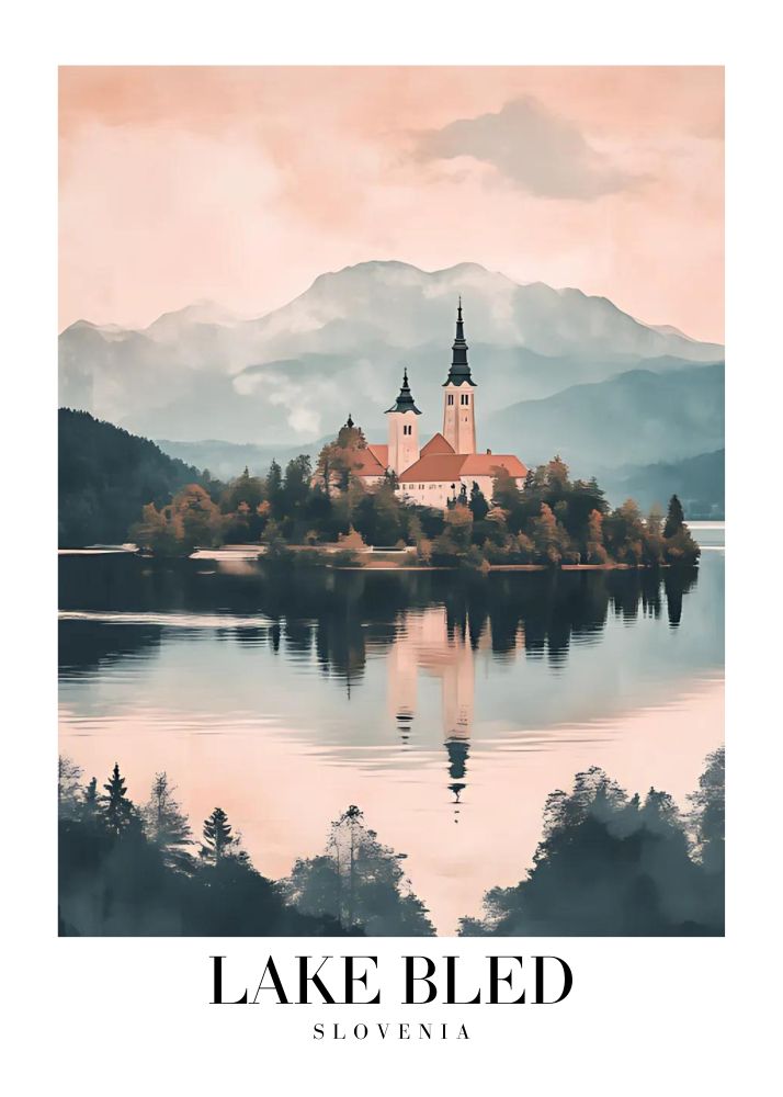 DAV179 Lake Bled Slovenia Printed | Premium Waterproof & Tear Resistant Full Colour Posters