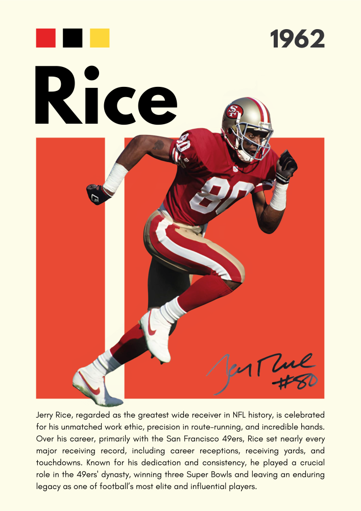 NFL17 Jerry Rice (1962) Printed | Premium Waterproof & Tear Resistant Full Colour Posters