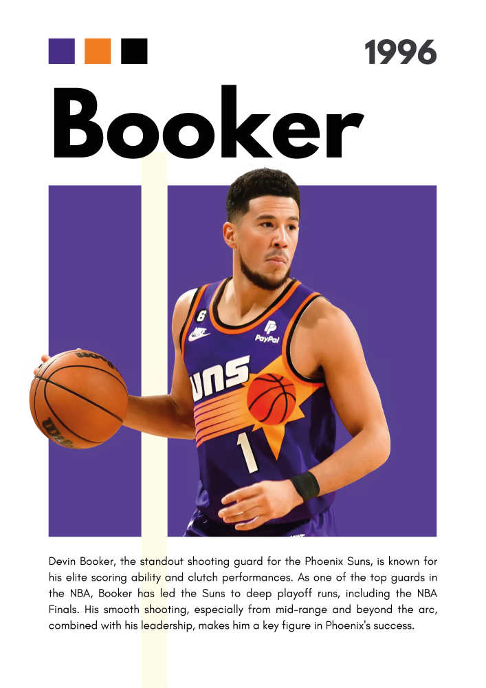 BAS18 Devin Booker (1996) Printed | Premium Waterproof & Tear Resistant Full Colour Posters