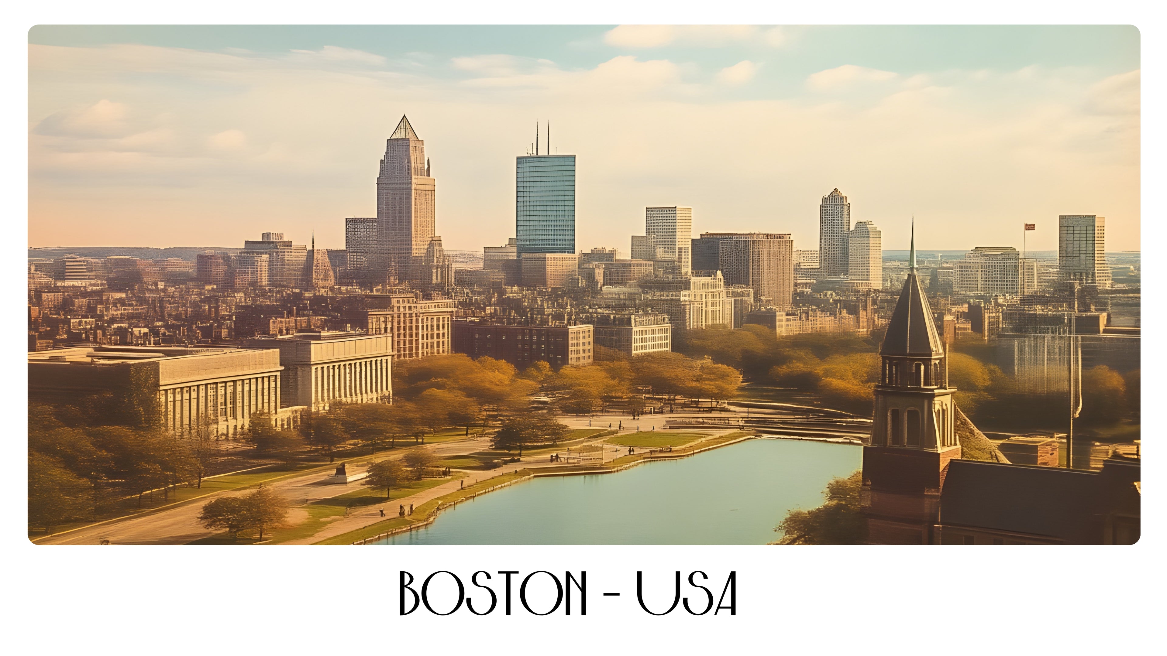PP18 Boston USA Panoramic Premium Waterproof & Tear Resistant Poster