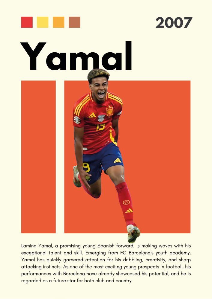 FOOT18 Lamine Yamal (2007) Printed | Premium Waterproof & Tear Resistant Full Colour Posters