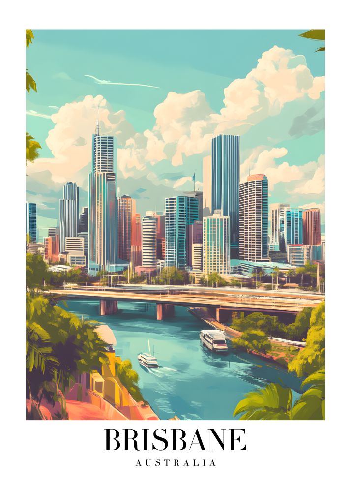 DAV191 Brisbane Australia Printed | Premium Waterproof & Tear Resistant Full Colour Posters