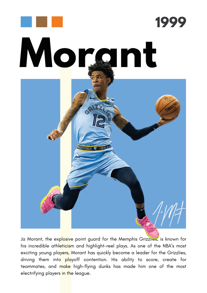 BAS19 Ja Morant (1999) Printed | Premium Waterproof & Tear Resistant Full Colour Posters
